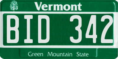 VT license plate BID342
