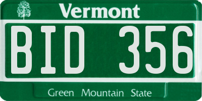 VT license plate BID356