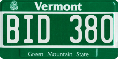 VT license plate BID380