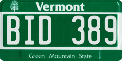 VT license plate BID389