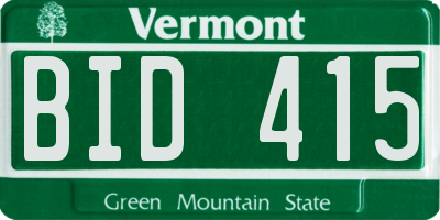 VT license plate BID415