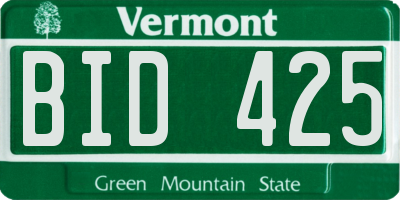 VT license plate BID425