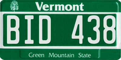 VT license plate BID438