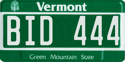 VT license plate BID444