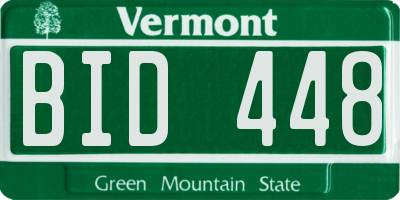 VT license plate BID448