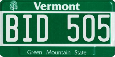 VT license plate BID505