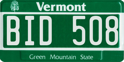 VT license plate BID508