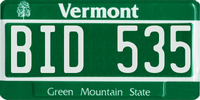 VT license plate BID535