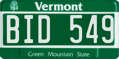 VT license plate BID549