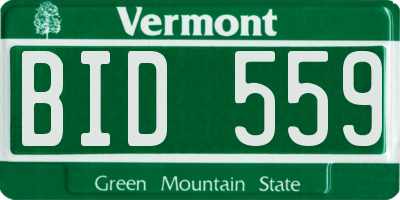 VT license plate BID559