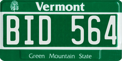 VT license plate BID564