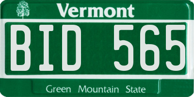 VT license plate BID565