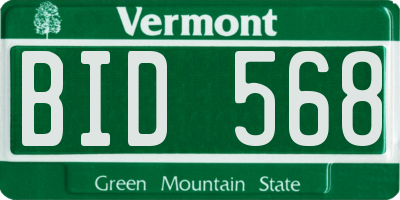 VT license plate BID568