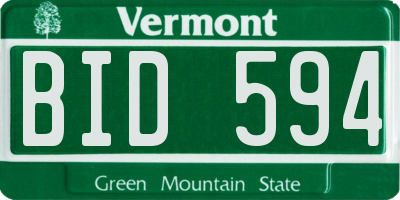 VT license plate BID594