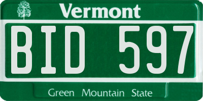 VT license plate BID597