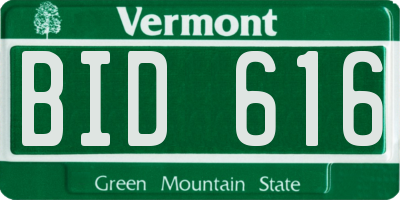 VT license plate BID616