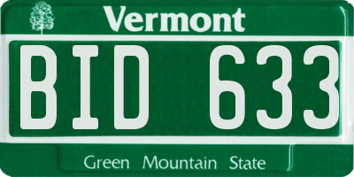 VT license plate BID633