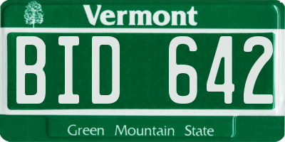 VT license plate BID642