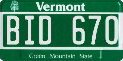 VT license plate BID670