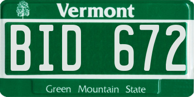 VT license plate BID672