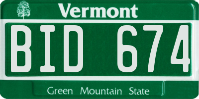 VT license plate BID674