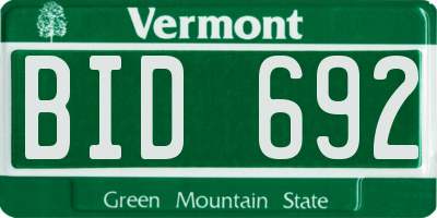 VT license plate BID692