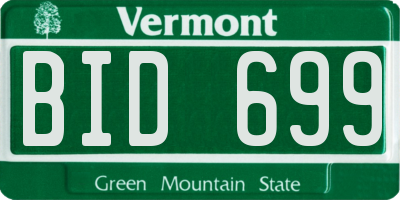 VT license plate BID699