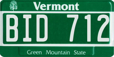 VT license plate BID712