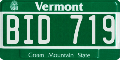 VT license plate BID719