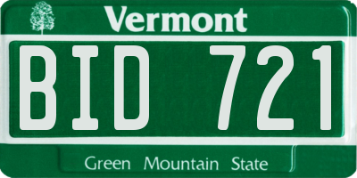 VT license plate BID721