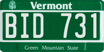 VT license plate BID731