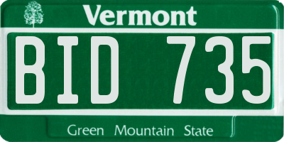 VT license plate BID735