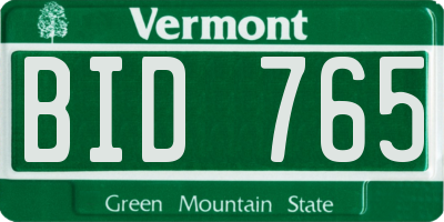 VT license plate BID765