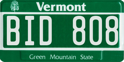 VT license plate BID808