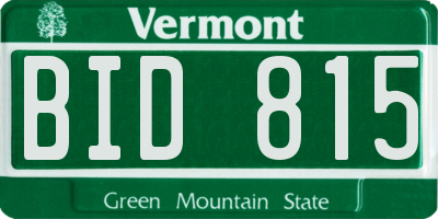 VT license plate BID815