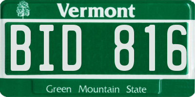 VT license plate BID816