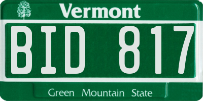VT license plate BID817
