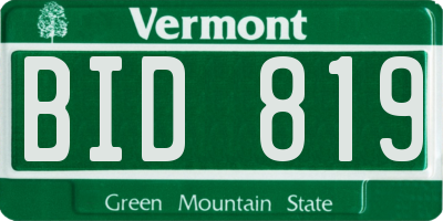 VT license plate BID819