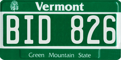 VT license plate BID826