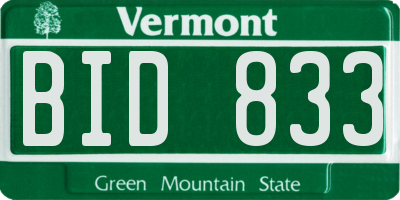 VT license plate BID833