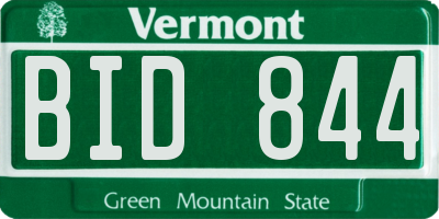 VT license plate BID844