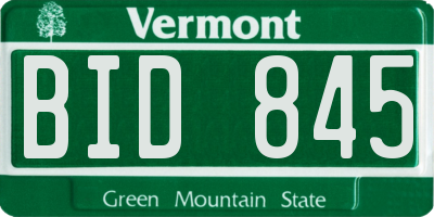VT license plate BID845