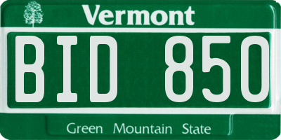 VT license plate BID850