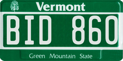 VT license plate BID860