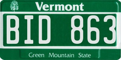 VT license plate BID863