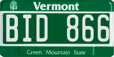 VT license plate BID866