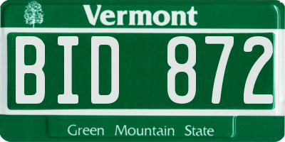 VT license plate BID872