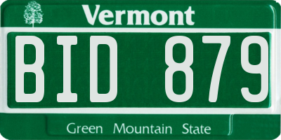 VT license plate BID879