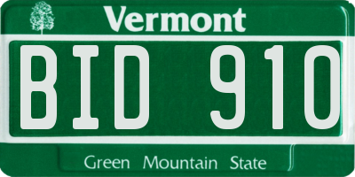 VT license plate BID910