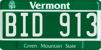 VT license plate BID913